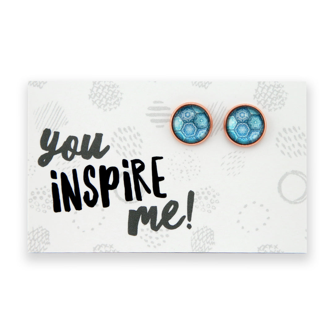 TEAL COLLECTION - You Inspire Me - Rose Gold 12mm Circle Studs - Hexa (12741)