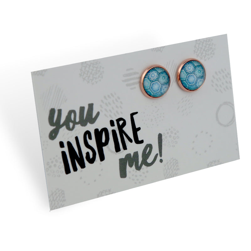 TEAL COLLECTION - You Inspire Me - Rose Gold 12mm Circle Studs - Hexa (12741)