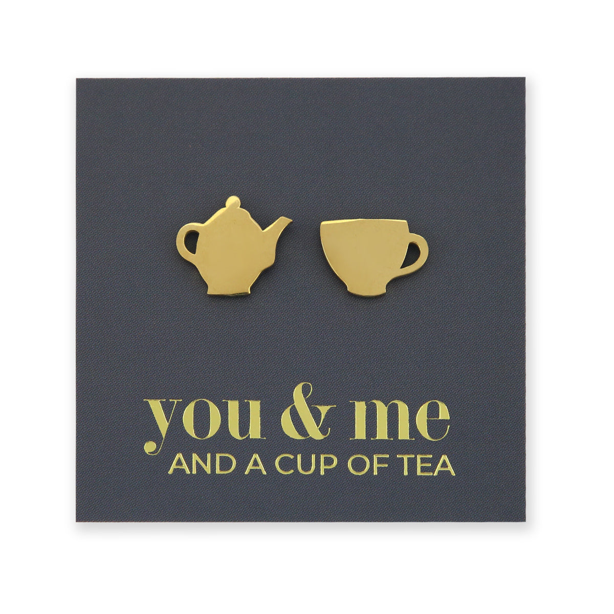 Stainless Steel Earring Studs - You & Me And A Cup of Tea - TEA TIME