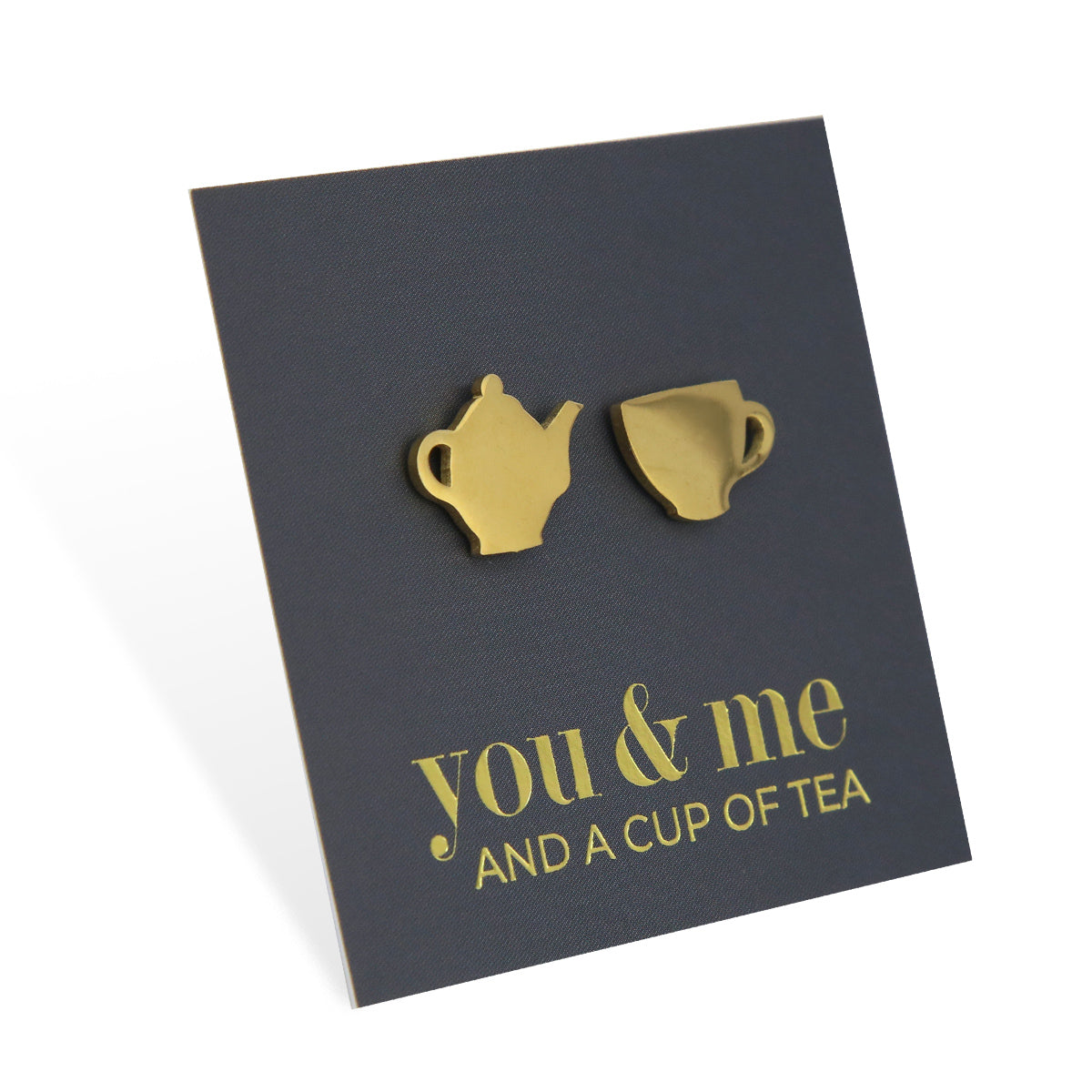 Stainless Steel Earring Studs - You & Me And A Cup of Tea - TEA TIME