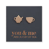 Stainless Steel Earring Studs - You & Me And A Cup of Tea - TEA TIME