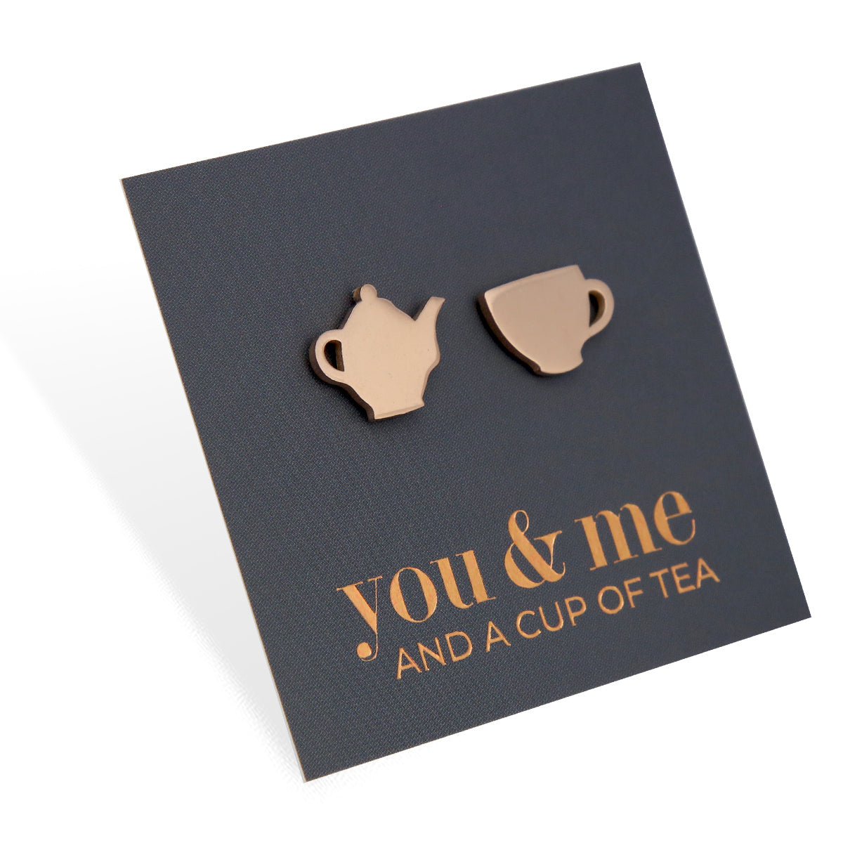 Stainless Steel Earring Studs - You & Me And A Cup of Tea - TEA TIME
