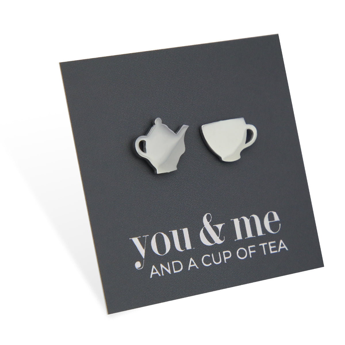 Stainless Steel Earring Studs - You & Me And A Cup of Tea - TEA TIME