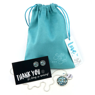 Teal Floral Thank You For Being Amazing TEACHER Gift Bundle (T03)