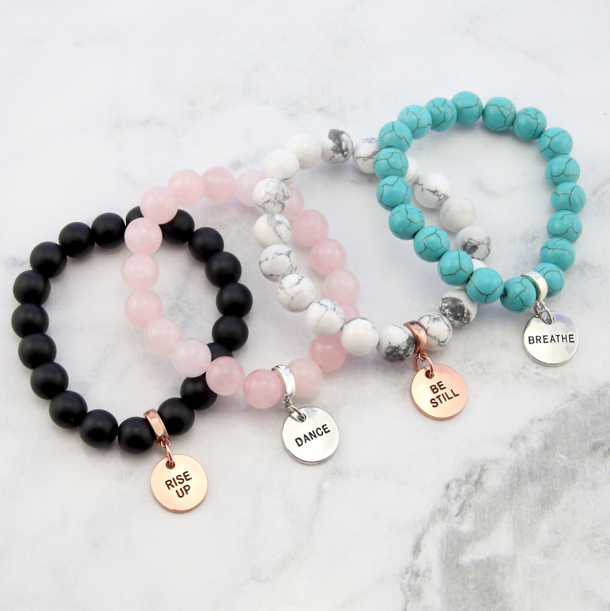 Create Your Own Bracelet - Stone Beads & Word Charm