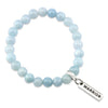Stone Bracelet - Aquamarine Stone - 8mm beads with Word charm
