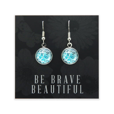 TEAL COLLECTION - Be Brave Beautiful - Bright Silver Dangle Earrings - Arctic Blossom (12344)