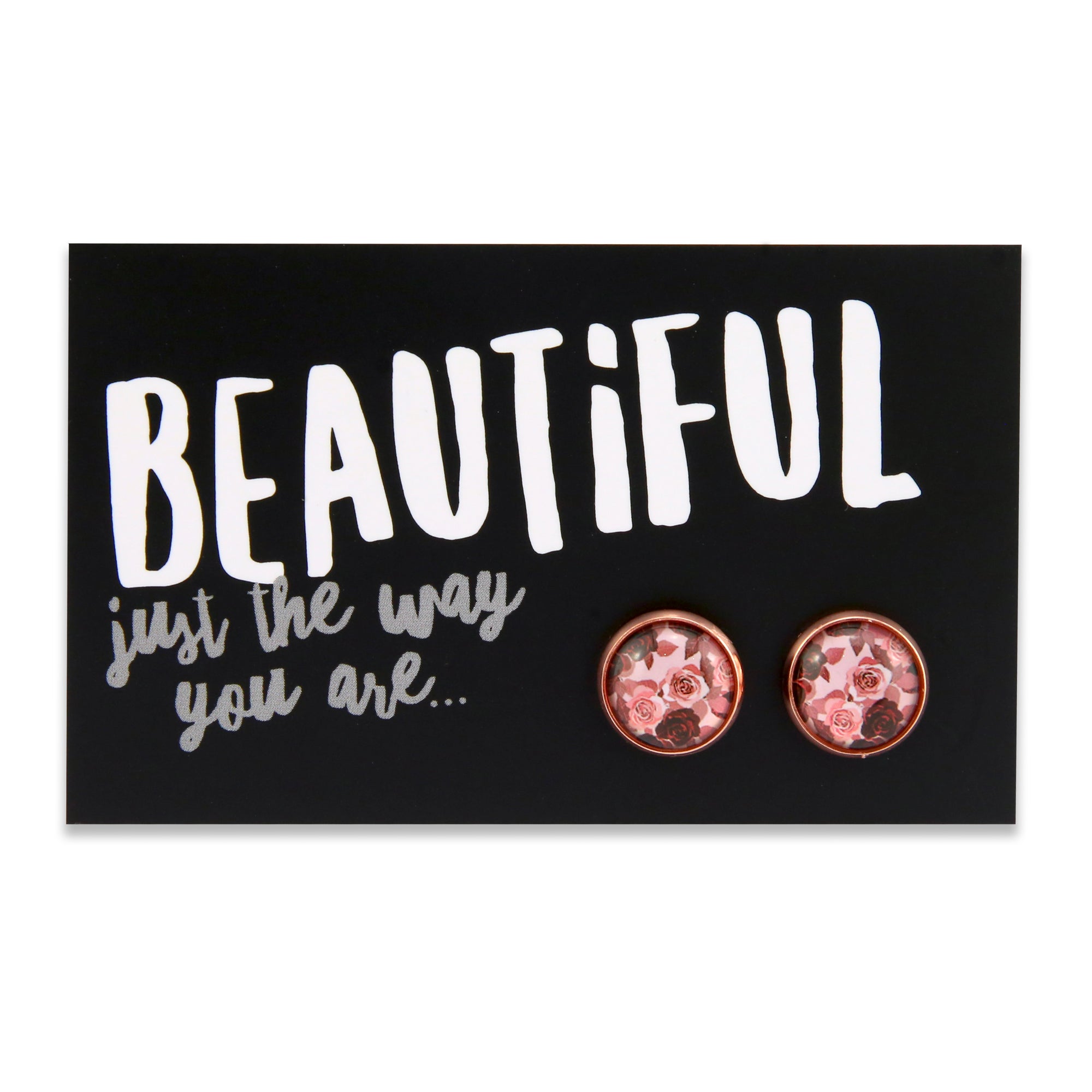 PINK COLLECTION - Beautiful Just The Way You Are - Rose Gold 12mm Circle Studs - Rosie (12014)