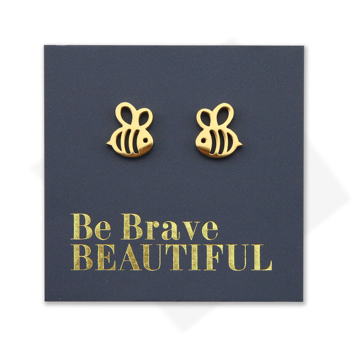 Stainless Steel Earring Studs - Be Brave Beautiful - BEE