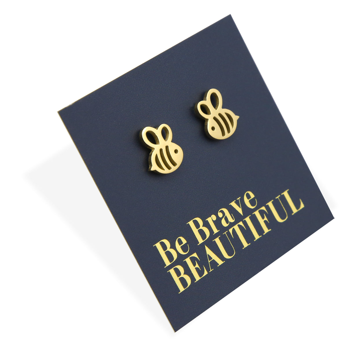 Stainless Steel Earring Studs - Be Brave Beautiful - BEE