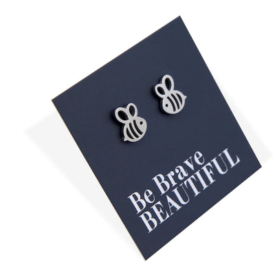 Stainless Steel Earring Studs - Be Brave Beautiful - BEE