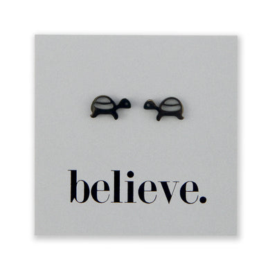 Stainless Steel Earring Studs Believe TURTLES silver, rose gold, gold, black