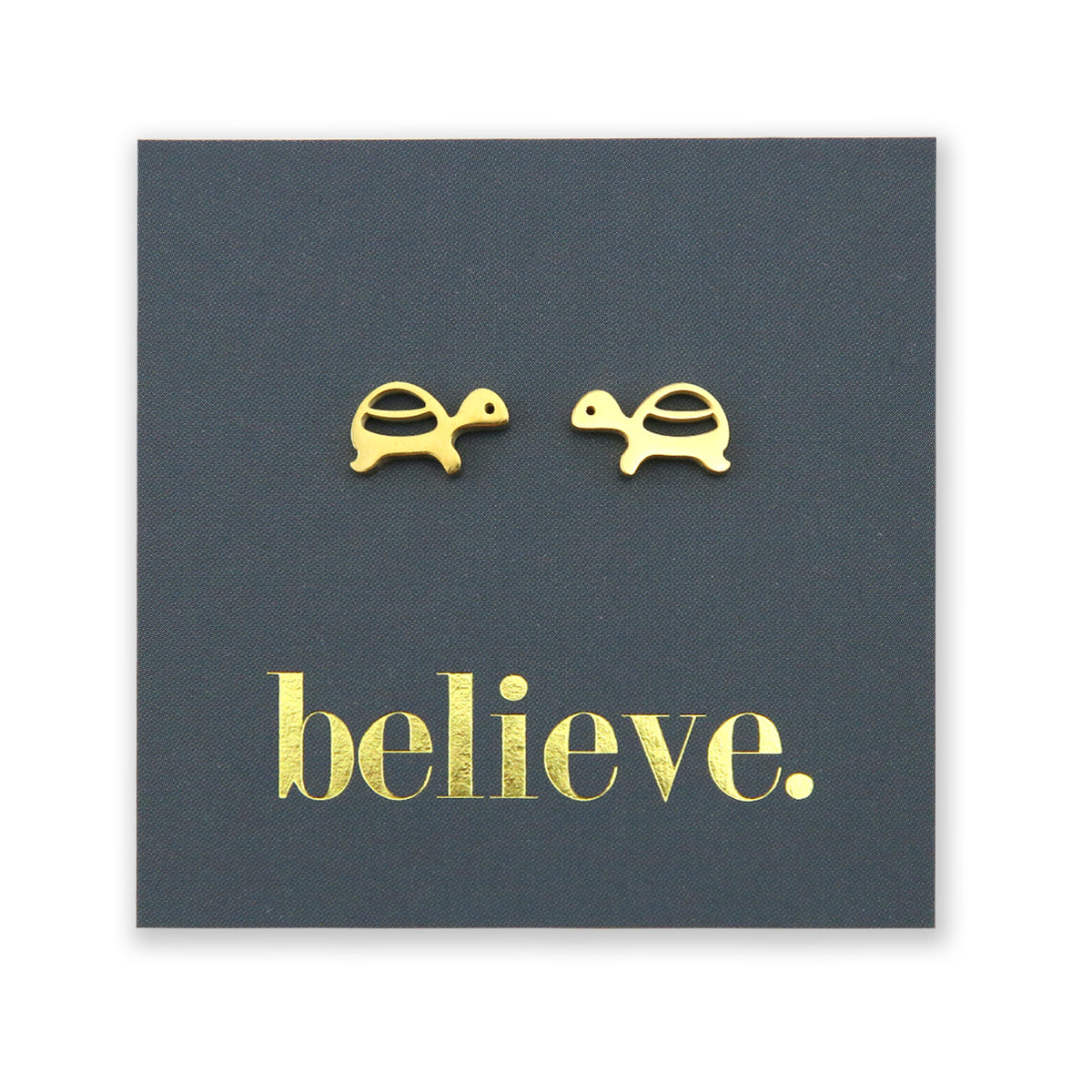 Stainless Steel Earring Studs Believe TURTLES silver, rose gold, gold, black