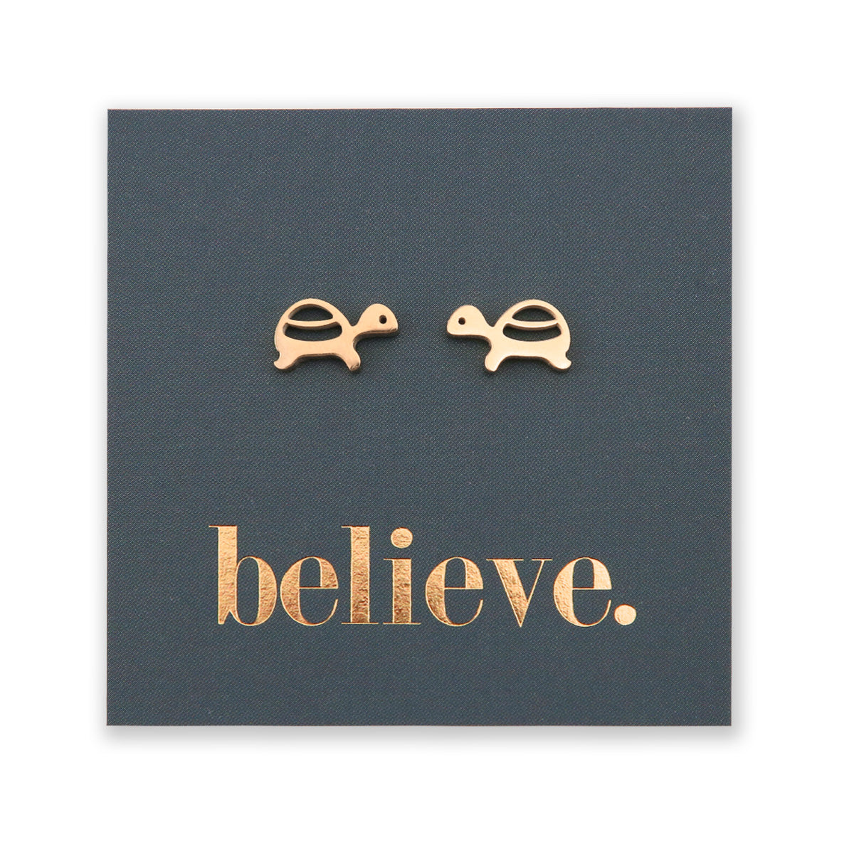 Stainless Steel Earring Studs Believe TURTLES silver, rose gold, gold, black