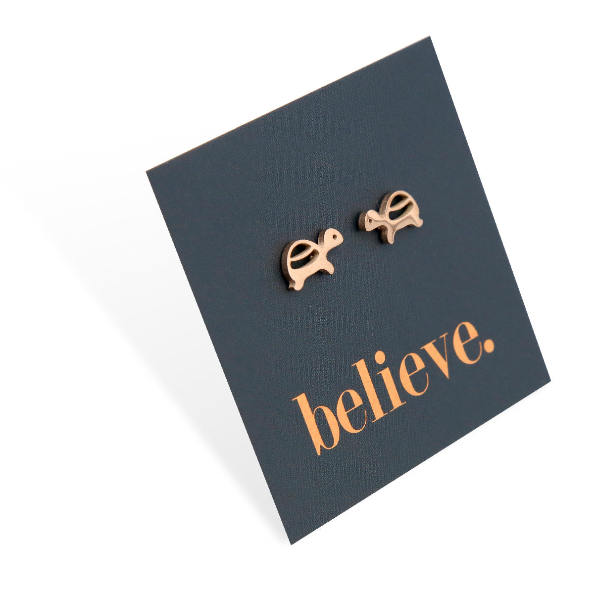 Stainless Steel Earring Studs - Believe - TURTLES