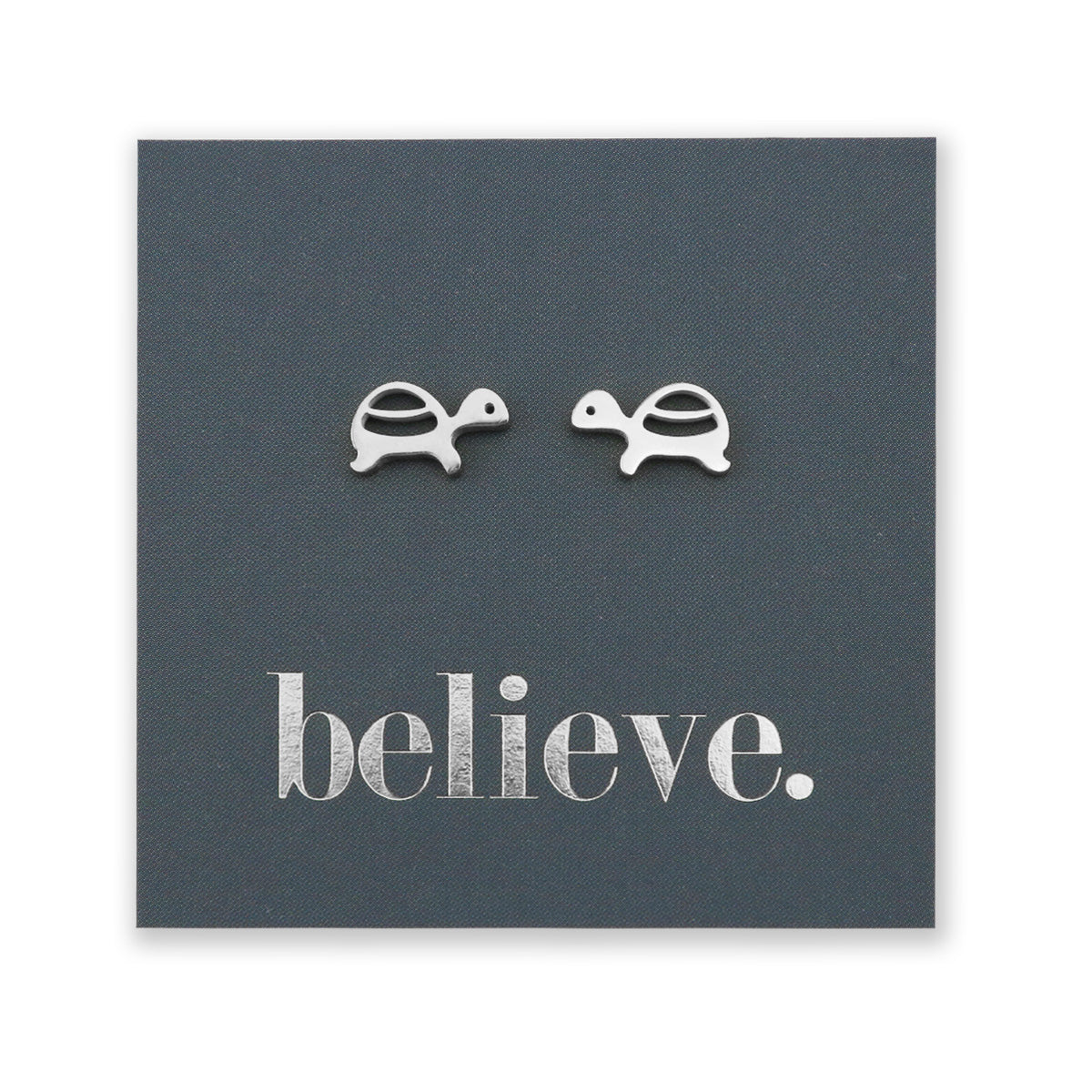 Stainless Steel Earring Studs - Believe - TURTLES