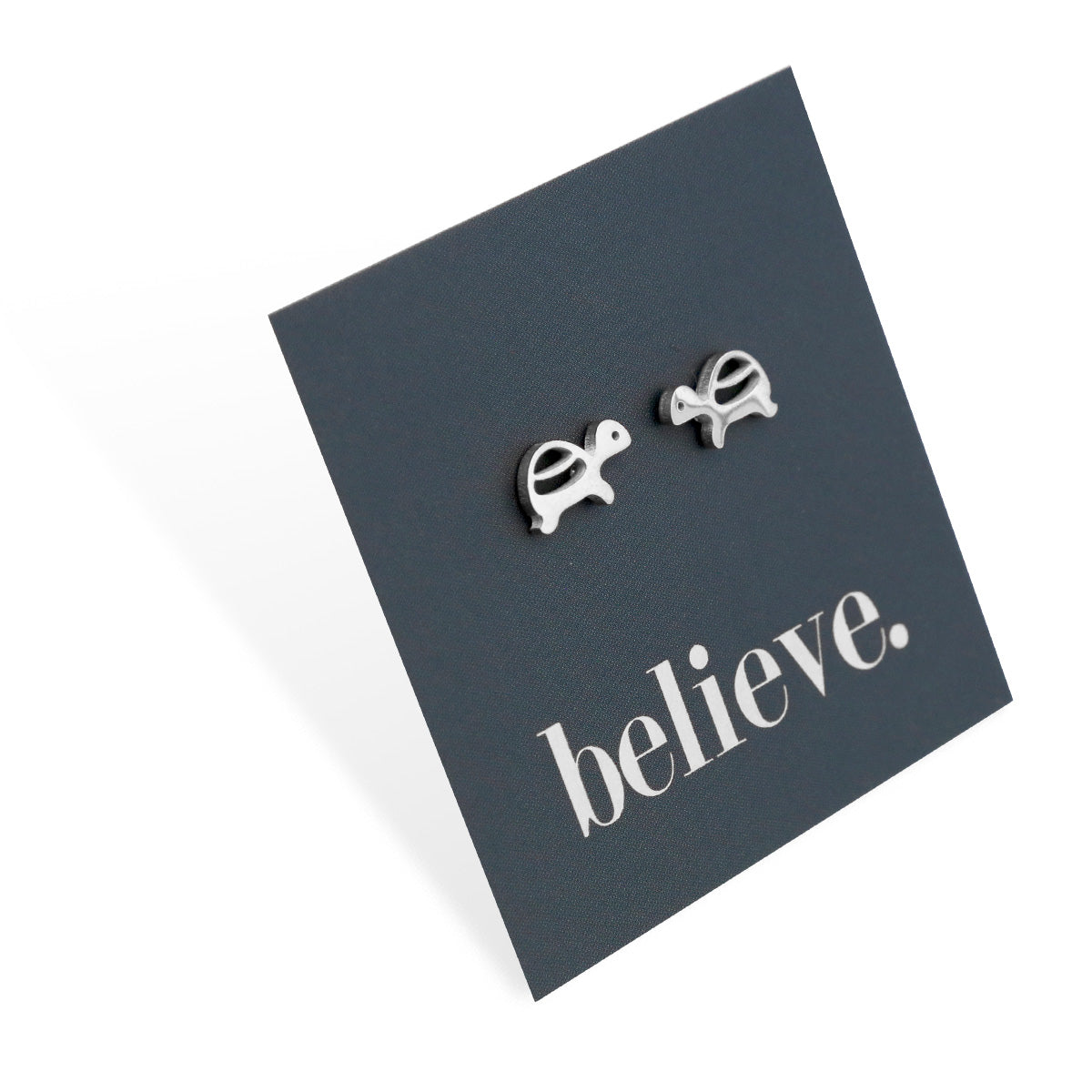 Stainless Steel Earring Studs - Believe - TURTLES