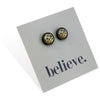 Believe - Black Stainless Steel 8mm Circle Studs - Wild Thing Leopard (13022)