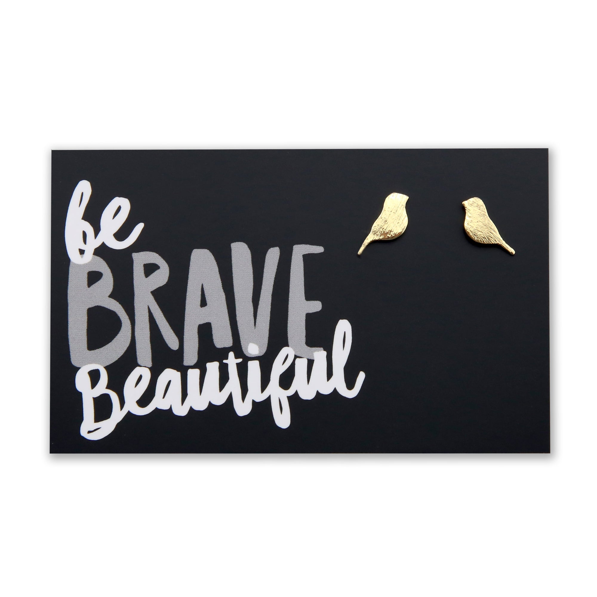 Be Brave Beautiful! Bird Plated Studs - Gold (9808)