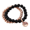 Rose Gold & Matt Black Onyx bead bracelet stacker Bracelet Duo set  with rose gold ALWAYS & FOREVER