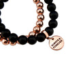 Rose Gold & Matt Black Onyx bead bracelet stacker Bracelet Duo set  with rose gold ALWAYS & FOREVER