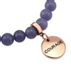 Stone Bracelet - Blueberry Dust Agate Stone - 8mm Beads With Rose Gold Word charm