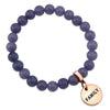 Stone Bracelet - Blueberry Dust Agate Stone - 8mm Beads With Rose Gold Word charm