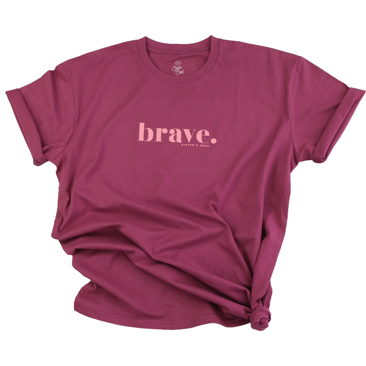 Plus size berry pink Brave tee.