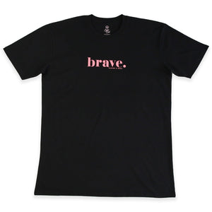 Black Plus Size Women's Tee with Pink Brave Print. Corporate Fundraiser for The National Breast Cancer Foundation 