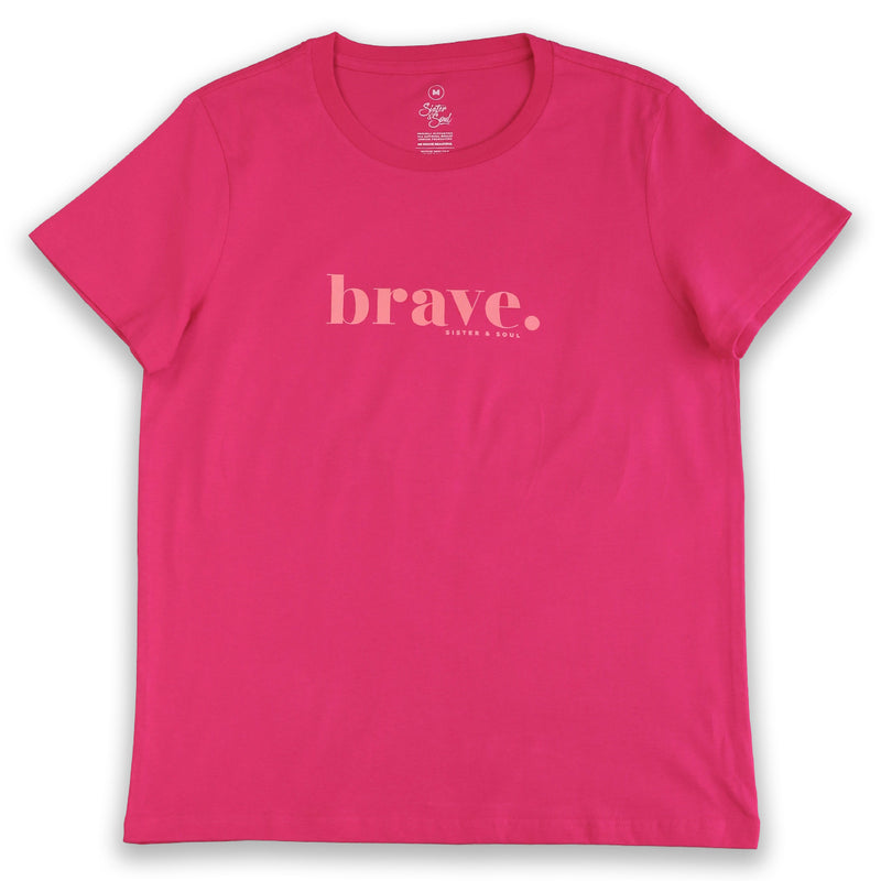 BRAVE - Fuchsia Boxy Tee - Pink Print