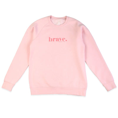 SOFT PINK crew neck jumper, sloppy joe with pink brave pink print. Fundraiser for the national breast cancer foundation.