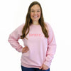 vSOFT PINK crew neck jumper, sloppy joe with pink brave pink print. Fundraiser for the national breast cancer foundation.