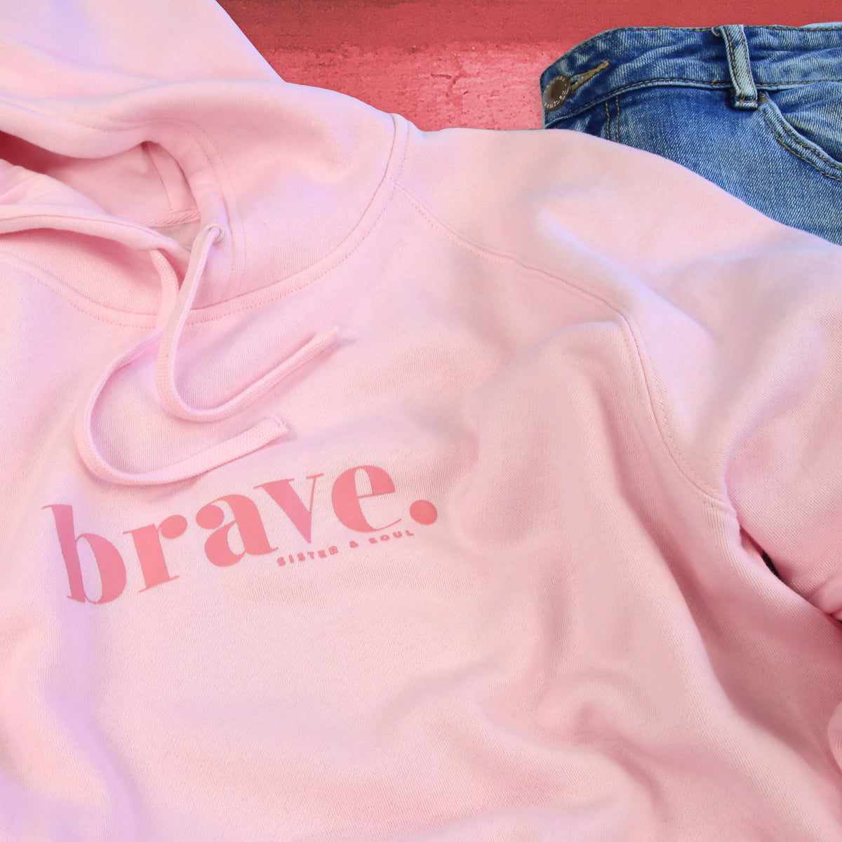 Pink Brave Hoodie with Pink Print. Fundraiser for The National Breast Cancer Foundation 