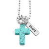 Cross & Crown Necklace - Turquoise