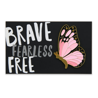Lovely Pins! Brave Fearless Free - Butterfly Enamel Badge Pin - (11822)