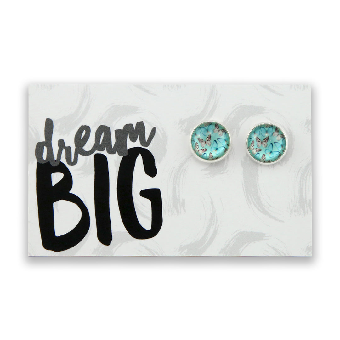 Heart & Soul Collection - Dream Big - Bright Silver 12mm Circle Studs - Butterfly Flutter (9409)