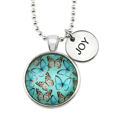 Heart & Soul Wings - Bright Silver ' JOY ' Necklace - Butterfly Flutter (10924)