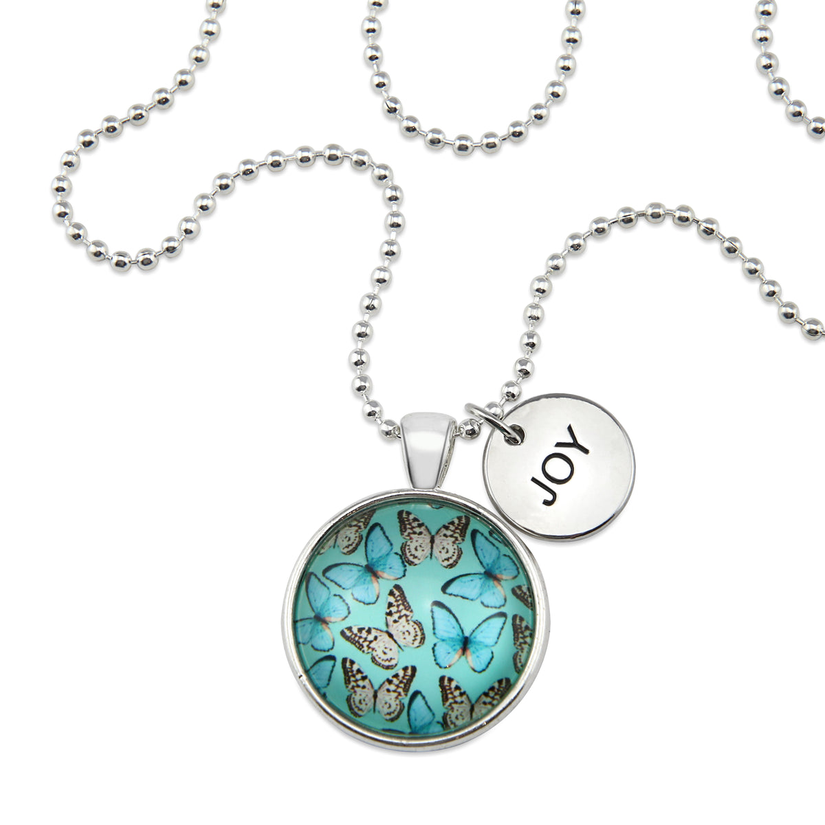 Heart & Soul Wings - Bright Silver ' JOY ' Necklace - Butterfly Flutter (10924)