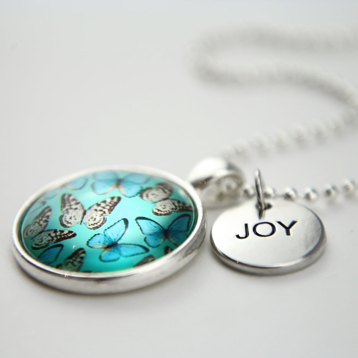 Heart & Soul Wings - Bright Silver ' JOY ' Necklace - Butterfly Flutter (10924)