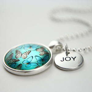 Heart & Soul Wings - Bright Silver ' JOY ' Necklace - Butterfly Flutter (10924)