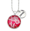 PINK COLLECTION - Bright Silver 'LOVED' Circle Necklace - Butterfly Patch (10411)