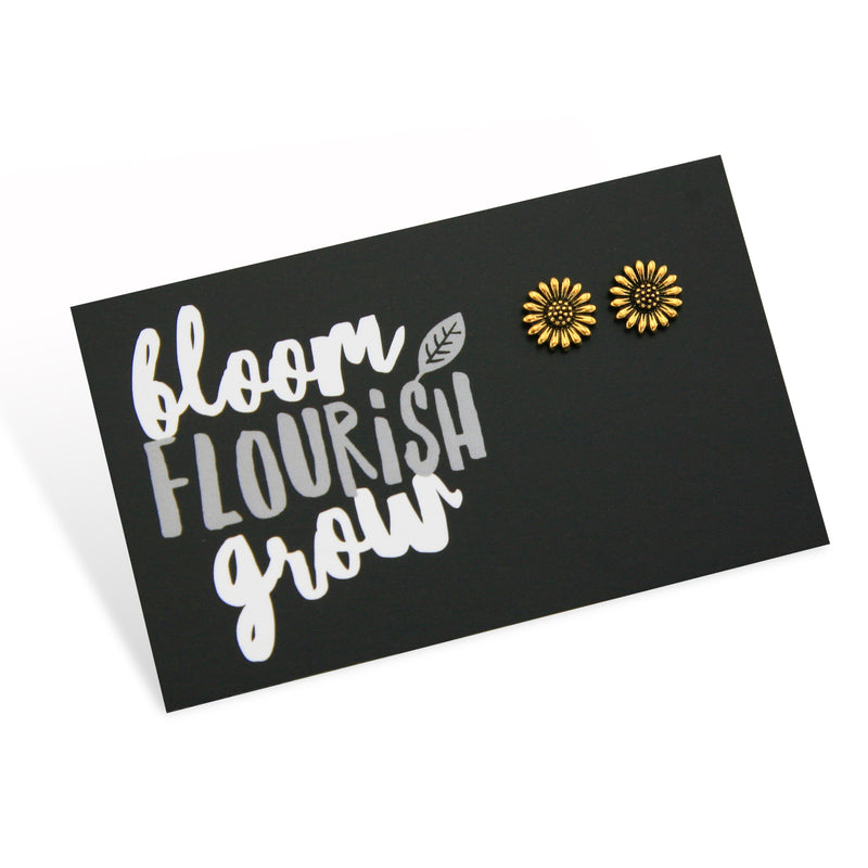 Forever Spring - BLOOM FLOURISH GROW! Sunflower Earring Studs - Bright Gold (9702)