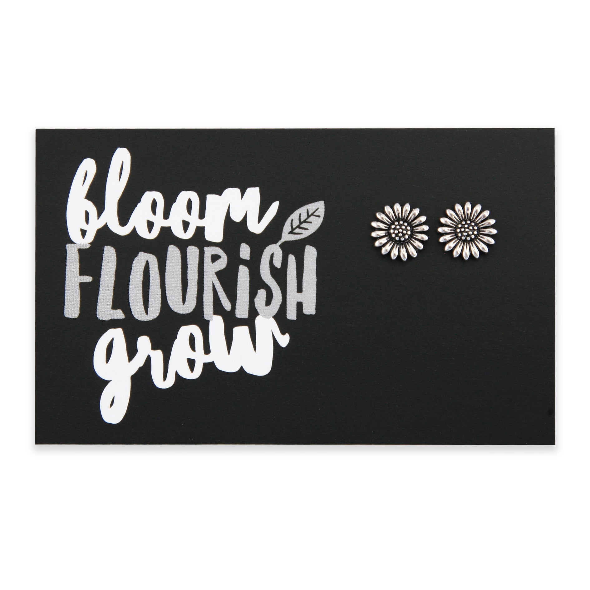 Forever Spring - BLOOM FLOURISH GROW! Sunflower Earring Studs - Vintage Silver (9511)