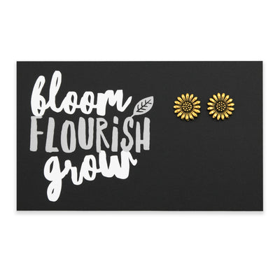 Forever Spring - Bloom Flourish Grow! Sunflower Earring Studs - Bright Gold (9702)