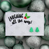 Green glitter sparkle christmas tree shaped studs on laughing all the way studs