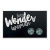 TEAL COLLECTION - Hey Wonder Woman - Bright Silver Surround Circle Studs - Cirque (12225)