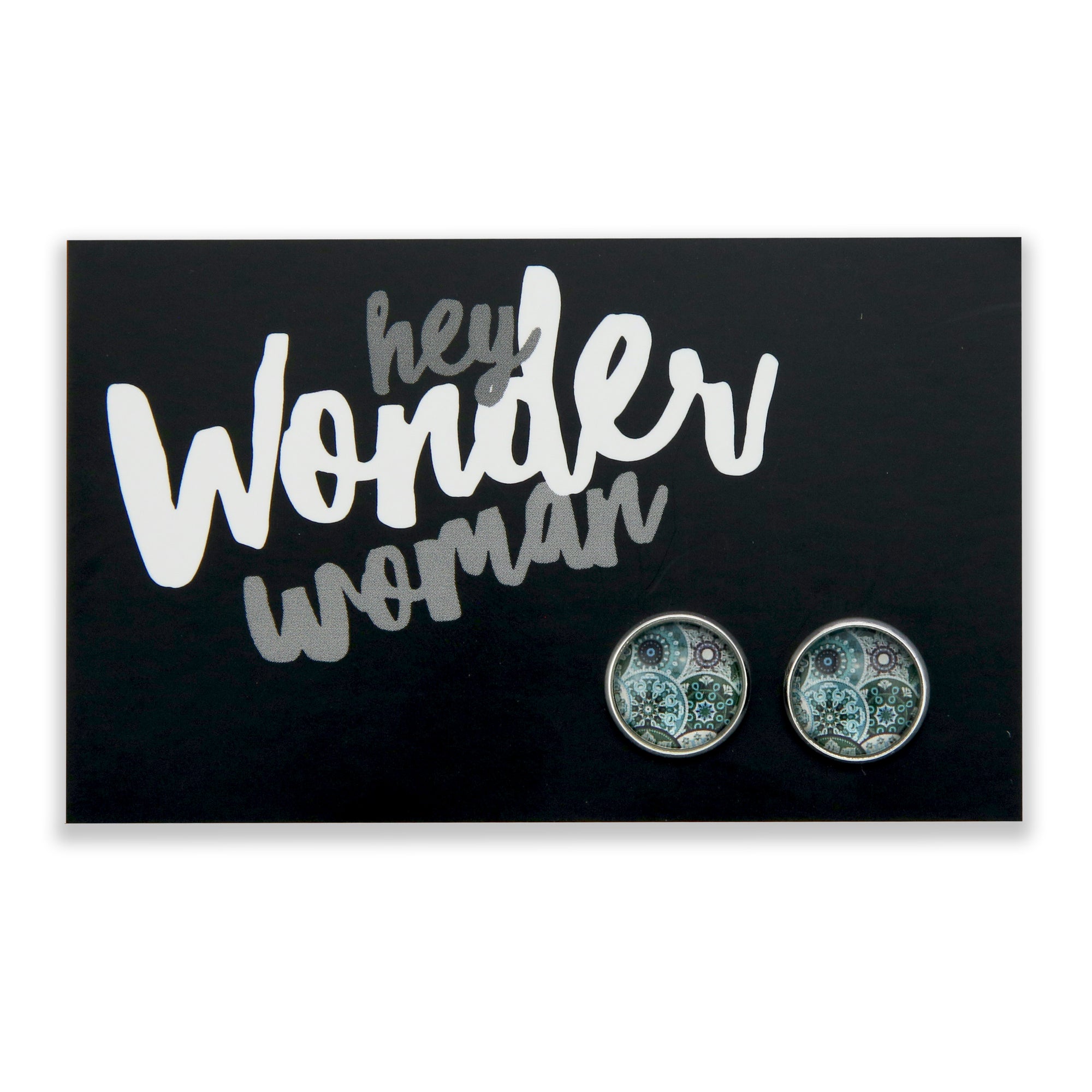 TEAL COLLECTION - Hey Wonder Woman - Bright Silver 12mm Circle Studs - Cirque (12225)