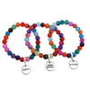 Stone Bracelet - Colour Pop Agate Stone - 8mm beads with Silver Word charm