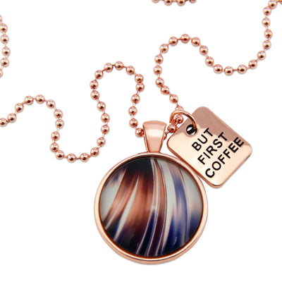 The STRONG WOMEN Collection - Rose Gold 'BUT FIRST COFFEE' Necklace - Crema (10611)