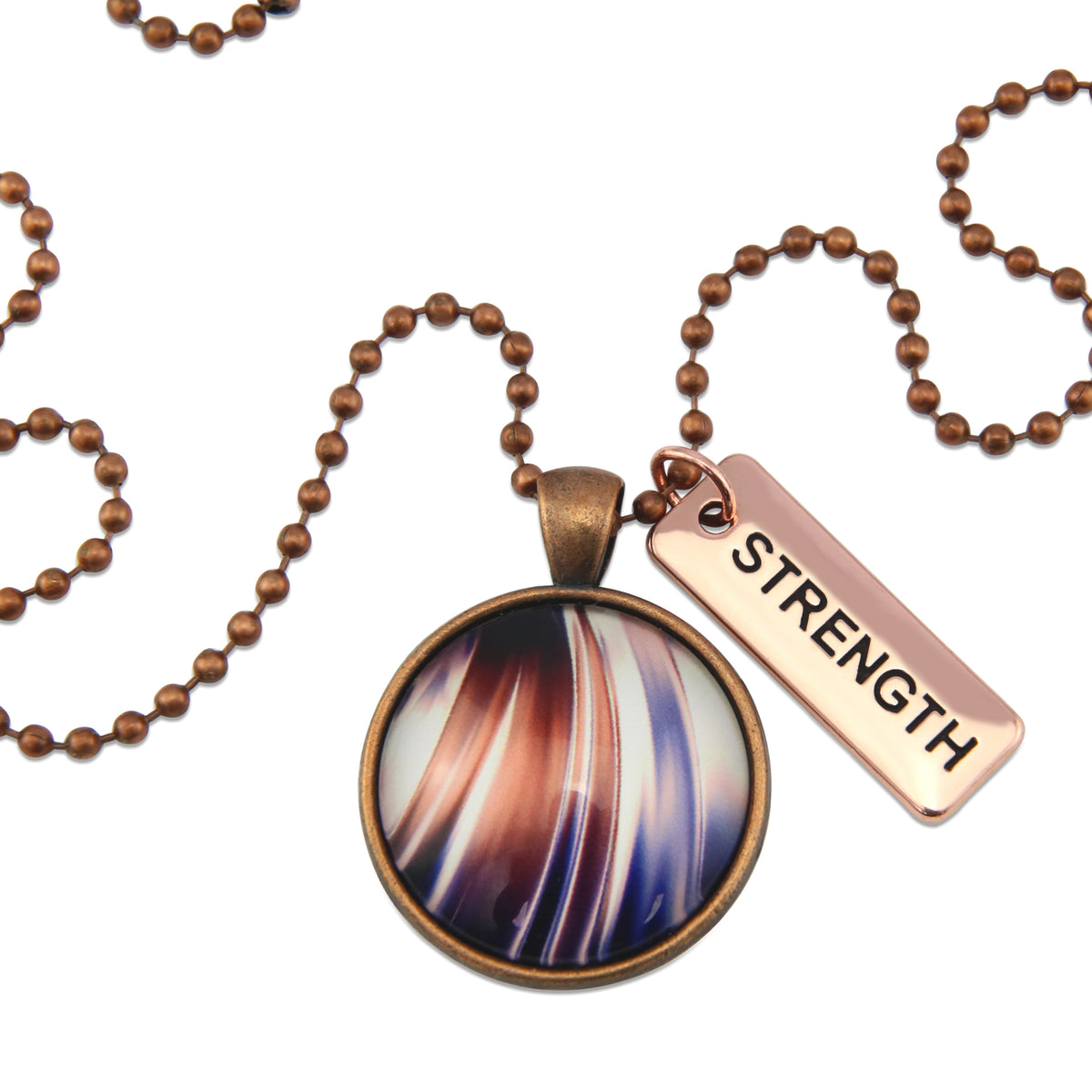 The STRONG WOMEN Collection - Vintage Copper 'STRENGTH' Necklace - Crema (10212)